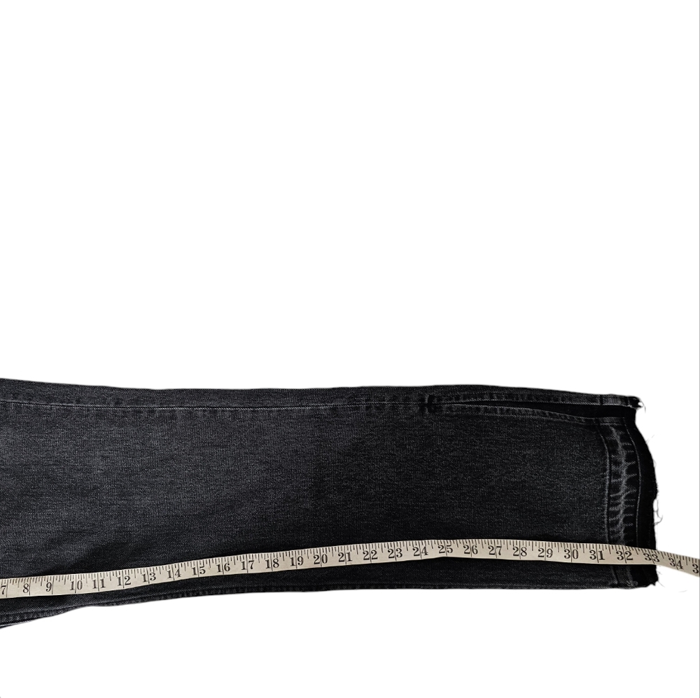 EB Denim Unraveled Black Washed Spilt Hem High Rise Size 30 Button Fly New - Picture 6 of 10